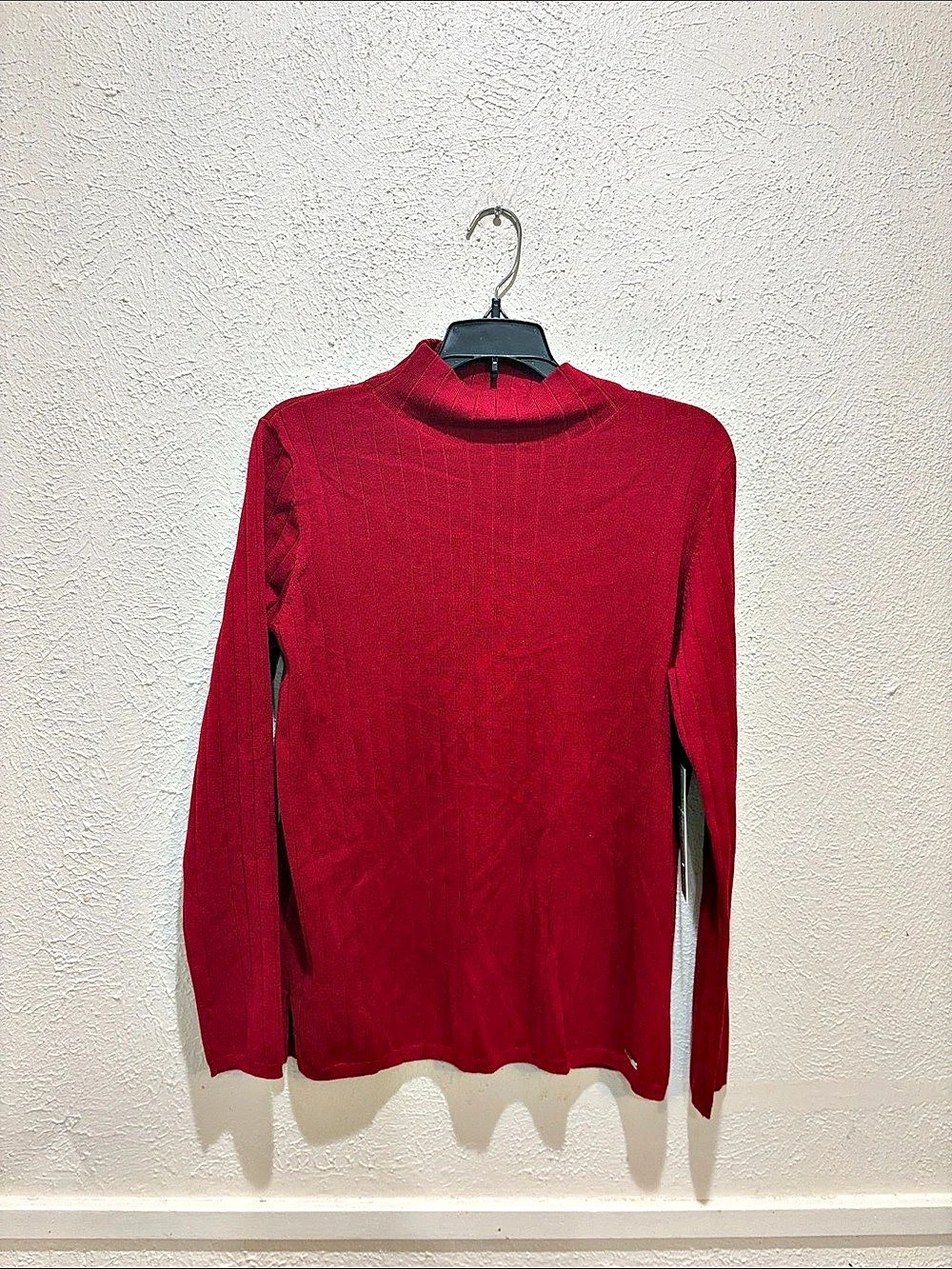 Calvin Klein Ribbed Mock Neck Sweater Red Small